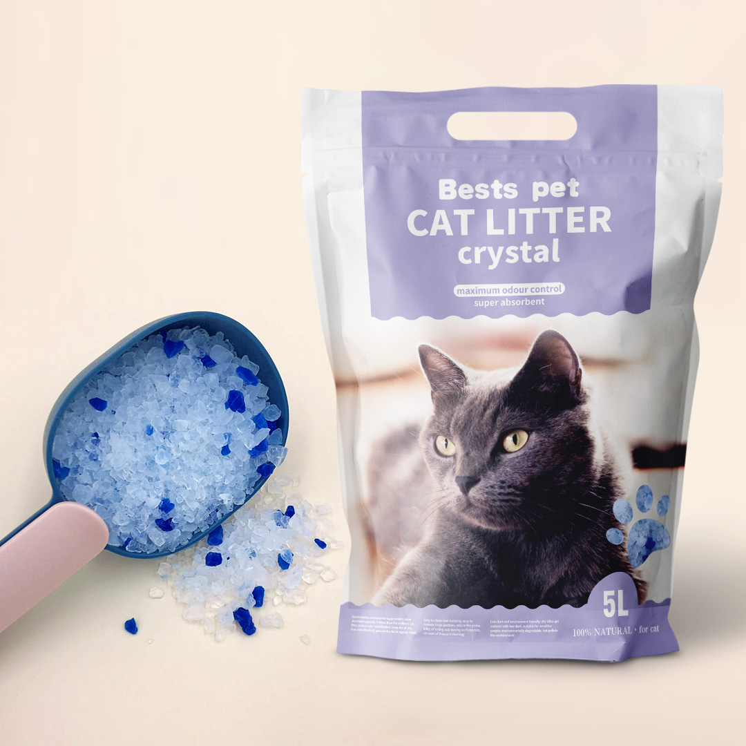 0.5-2mm microcrystalline fine fresh silica gel cat litter is highly efficient in absorbing water and deodorizing